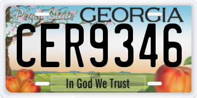 GA license plate CER9346