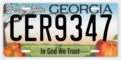 GA license plate CER9347