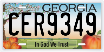 GA license plate CER9349