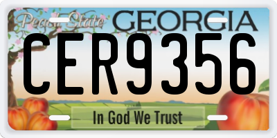 GA license plate CER9356