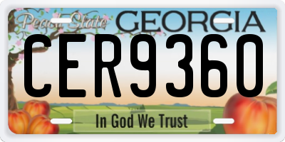 GA license plate CER9360