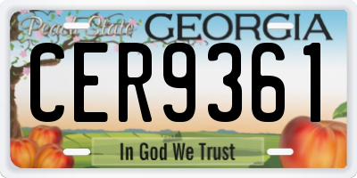 GA license plate CER9361