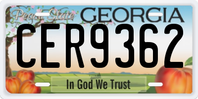 GA license plate CER9362