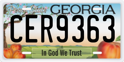 GA license plate CER9363