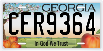 GA license plate CER9364