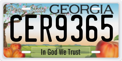 GA license plate CER9365