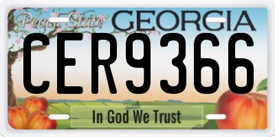 GA license plate CER9366