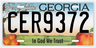 GA license plate CER9372