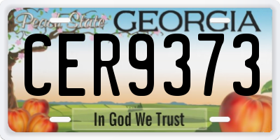 GA license plate CER9373