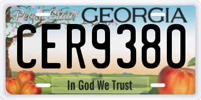 GA license plate CER9380
