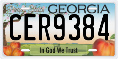 GA license plate CER9384