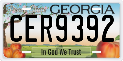 GA license plate CER9392