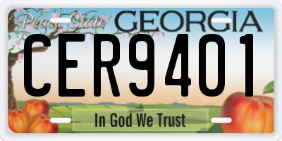 GA license plate CER9401