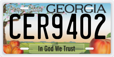 GA license plate CER9402