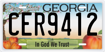 GA license plate CER9412