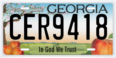 GA license plate CER9418