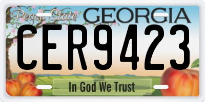 GA license plate CER9423