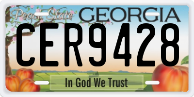 GA license plate CER9428