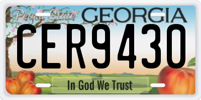 GA license plate CER9430