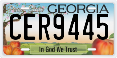 GA license plate CER9445