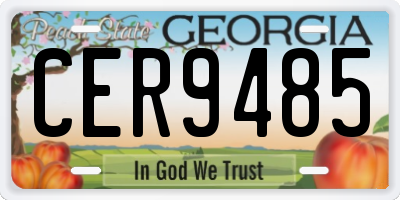GA license plate CER9485