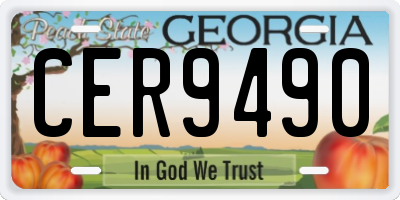 GA license plate CER9490