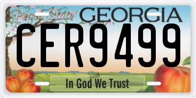 GA license plate CER9499