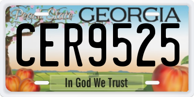 GA license plate CER9525