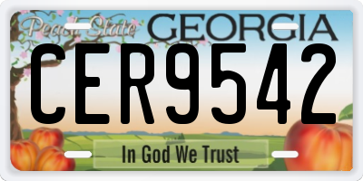 GA license plate CER9542