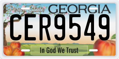 GA license plate CER9549