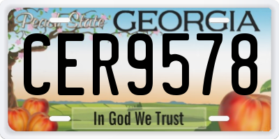 GA license plate CER9578