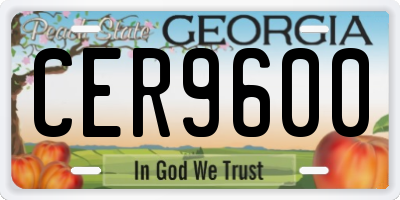 GA license plate CER9600
