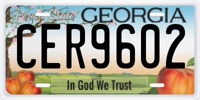 GA license plate CER9602