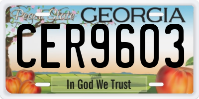 GA license plate CER9603