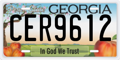 GA license plate CER9612