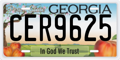 GA license plate CER9625