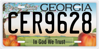 GA license plate CER9628
