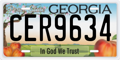 GA license plate CER9634