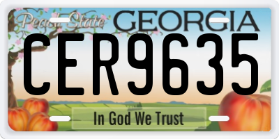 GA license plate CER9635