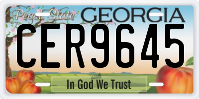 GA license plate CER9645