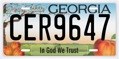 GA license plate CER9647
