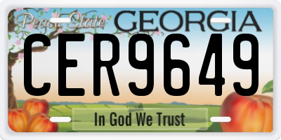 GA license plate CER9649