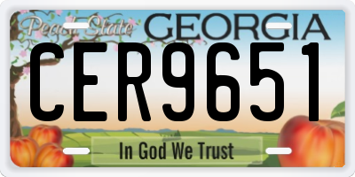 GA license plate CER9651