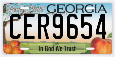 GA license plate CER9654
