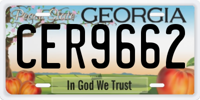 GA license plate CER9662
