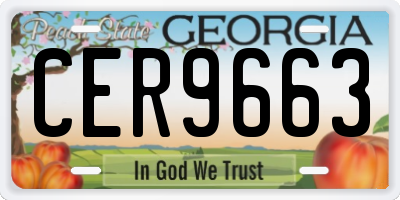 GA license plate CER9663