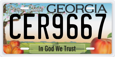 GA license plate CER9667