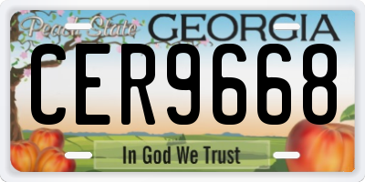 GA license plate CER9668