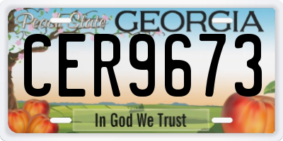 GA license plate CER9673