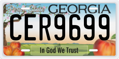 GA license plate CER9699
